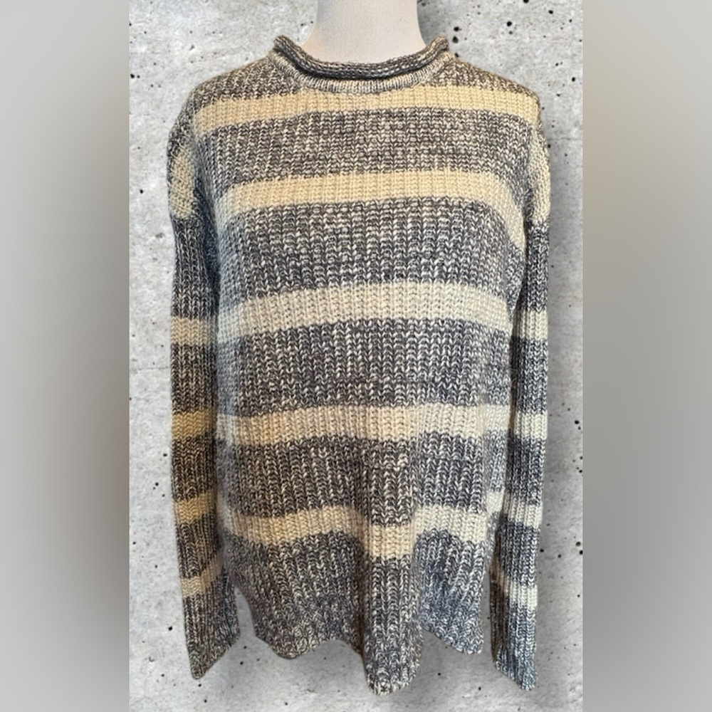 Forever 21 Gray and Cream Striped Sweater, Size L